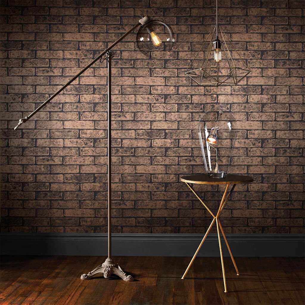Metallic Brick Wallpaper - Bronze Black - Graham & Brown - 104383 - Premier Wallcovering