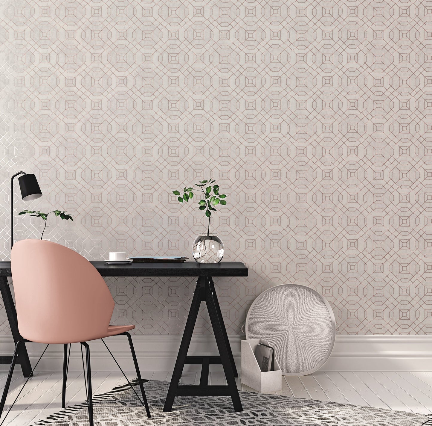 Metallic FX Linear Geo Wallpaper - Rose Gold - Galerie - W78215 - Premier Wallcovering