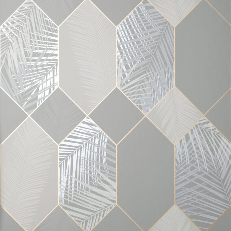Miami Geo Metallic Wallpaper - Grey/Silver - Fine Décor - FD42835 - Premier Wallcovering