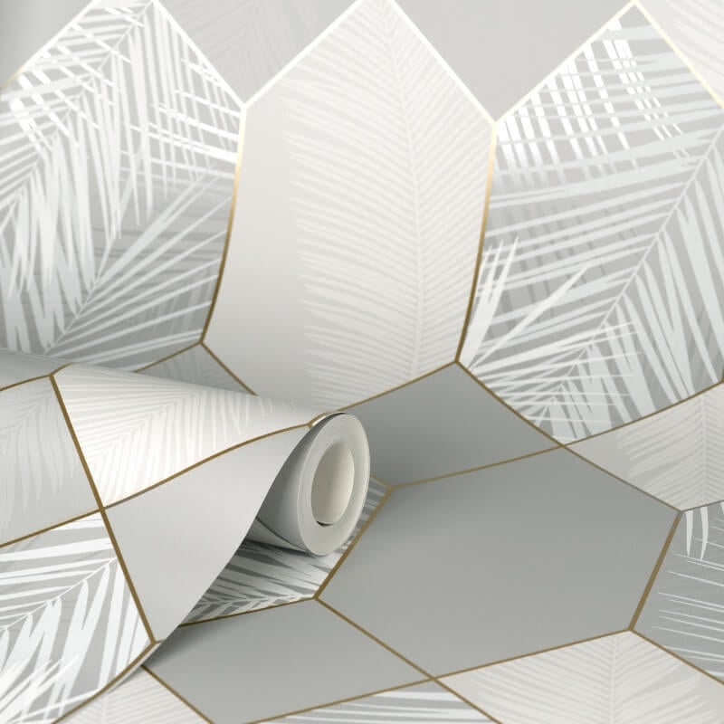 Miami Geo Metallic Wallpaper - Grey/Silver - Fine Décor - FD42835 - Premier Wallcovering