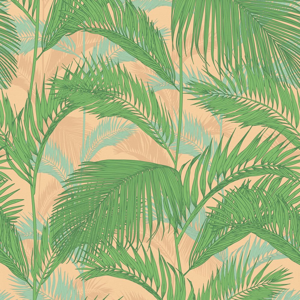 Miami Vibe Wallpaper - Grass Green & Peach - Lust Home - LH900389 - Premier Wallcovering