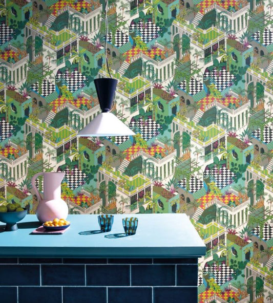 Miami Wallpaper - Olive Green Multi - 105/4017 - Cole & Son - Premier Wallcovering