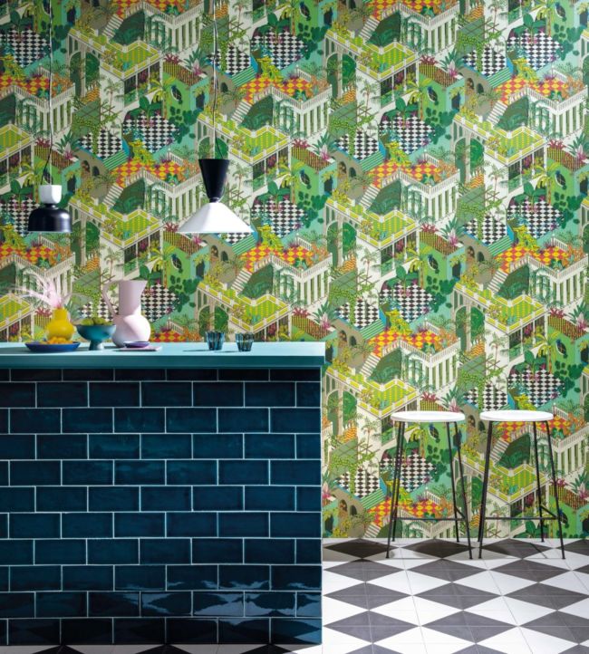 Miami Wallpaper - Olive Green Multi - 105/4017 - Cole & Son - Premier Wallcovering