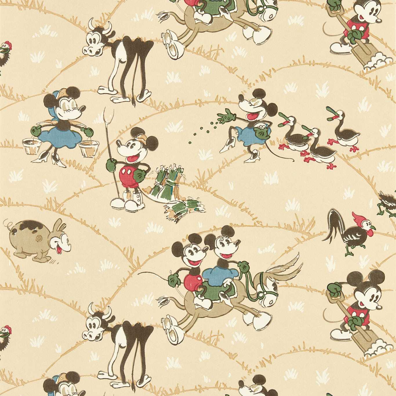 Mickey At The Farm Wallpaper - Butterscotch - DDIW217267 - Sanderson - Premier Wallcovering