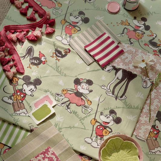 Mickey At The Farm Wallpaper - Macaron Green - DDIW217266 - Sanderson - Premier Wallcovering