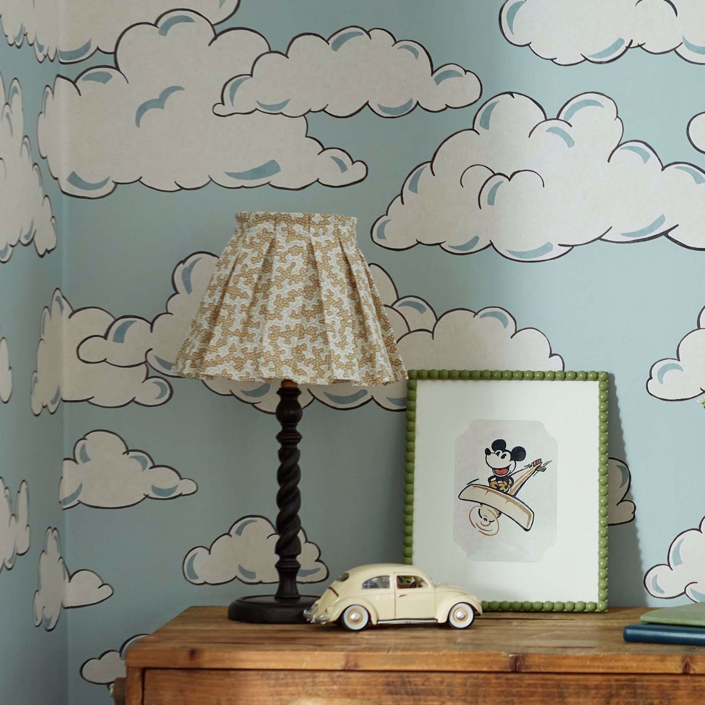Mickey In The Clouds Wallpaper - Sea Salt - DDIW217292 - Sanderson - Premier Wallcovering