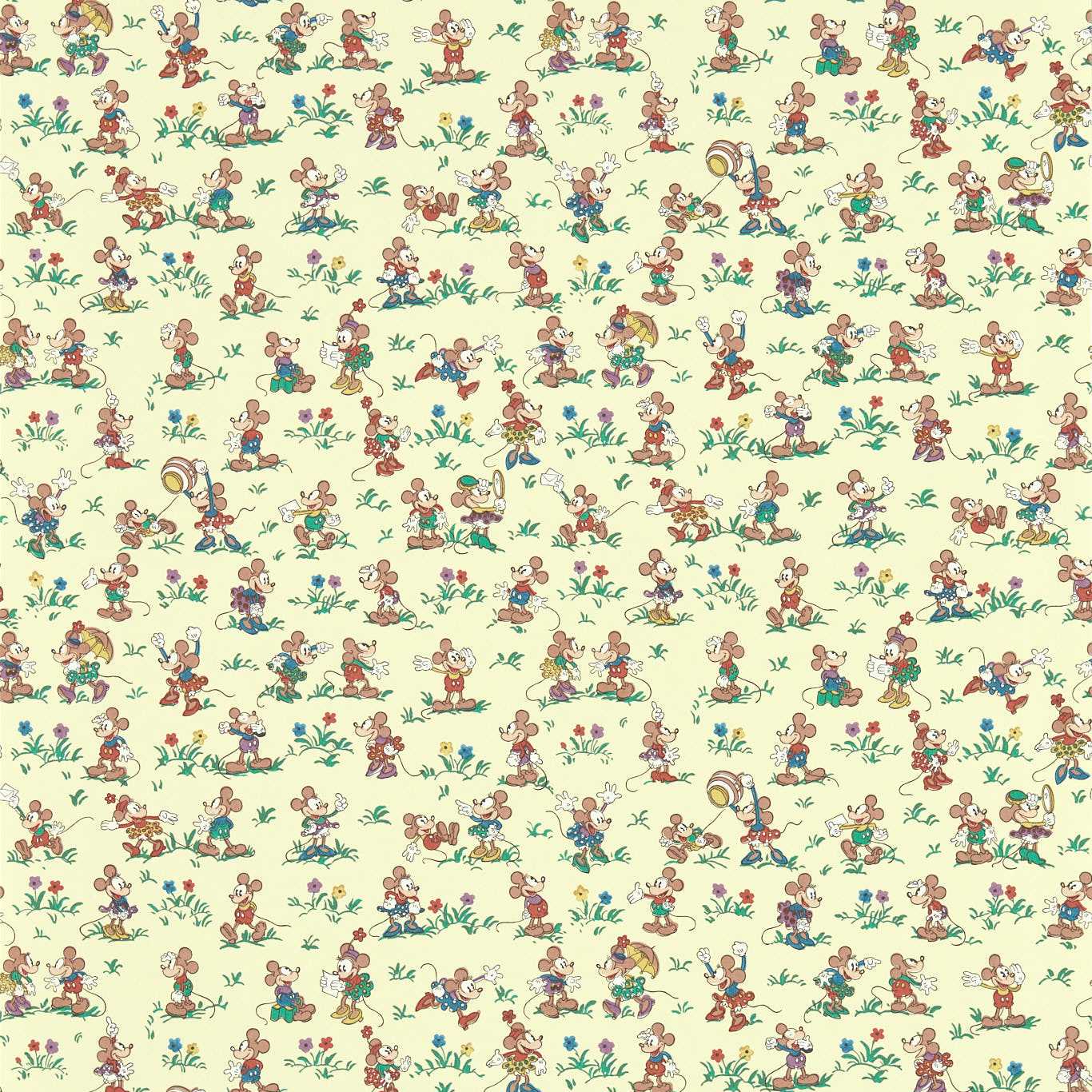 Mickey & Minnie Wallpaper - Rhubarb & Custard - DDIW217262 - Sanderson - Premier Wallcovering