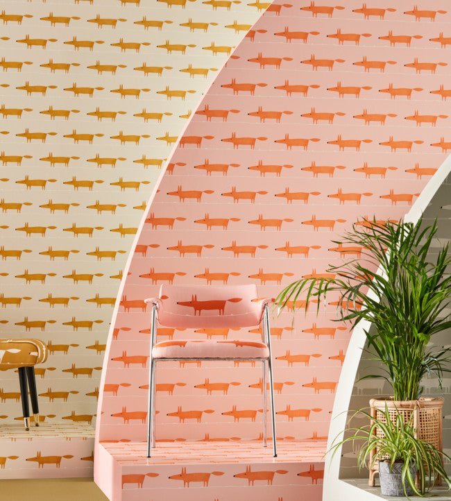 Midi Fox Wallpaper - Milkshake / Rose - NHAP112816 - Scion - Premier Wallcovering