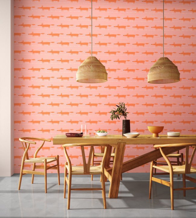 Midi Fox Wallpaper - Milkshake / Rose - NHAP112816 - Scion - Premier Wallcovering