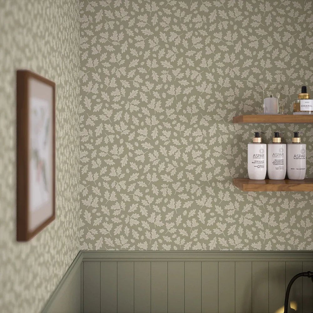 Mighty Oak Wallpaper - Sage Green - LAN100148 - Lucie Annabel - Premier Wallcovering