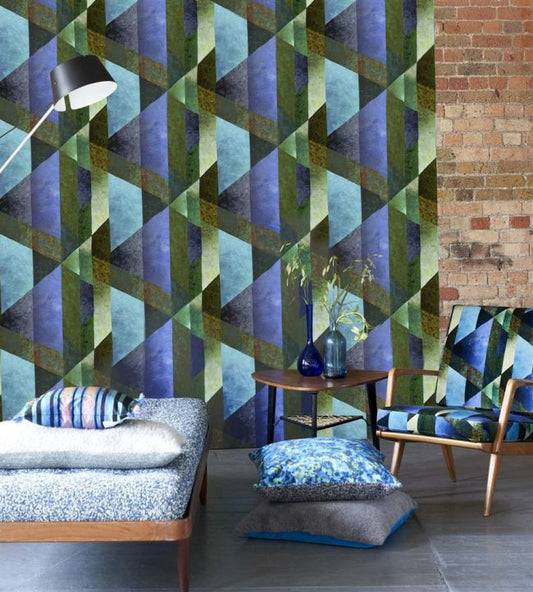 Minakari Geo Wallpaper - Cobalt - PDG1141/01 - Designers Guild - Premier Wallcovering