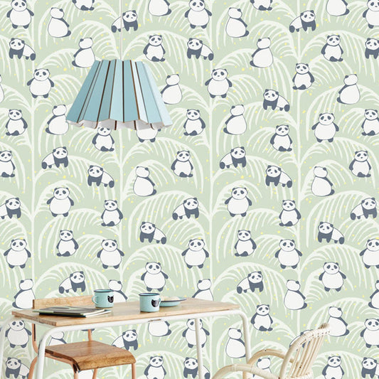 Mini Me Panda Palm Wallpaper - Teal - Eijffinger - 399120 - Premier Wallcovering