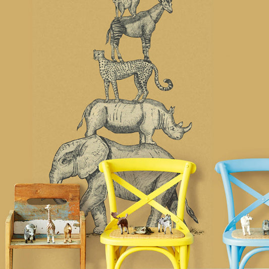 Mini Me Safari Stack Mural Wallpaper - Ochre - Eijffinger - 399112 - Premier Wallcovering