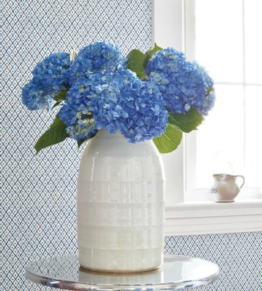 Mini Trellis Wallpaper - Blue - AT78750 - Anna French - Premier Wallcovering