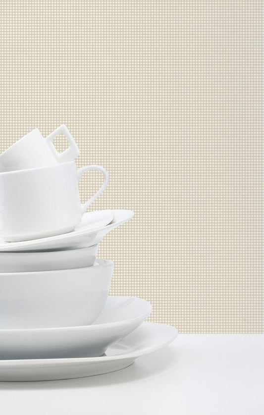 Miniatures 2 Gingham Wallpaper - Beige - Galerie - G67873 - Premier Wallcovering