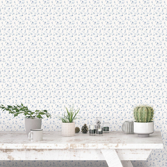 Miniatures 2 Rose Trellis Wallpaper - Blue - Galerie - G67932 - Premier Wallcovering