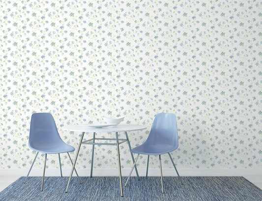 Miniatures 2 Spring Flowers Wallpaper - Indigo - Galerie - G67864 - Premier Wallcovering