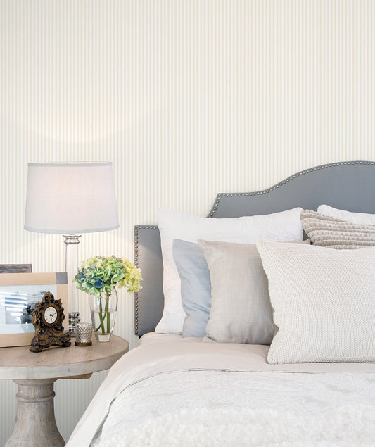 Miniatures 2 Tiny Stripe Wallpaper - Beige / White - Galerie - G67914 - Premier Wallcovering