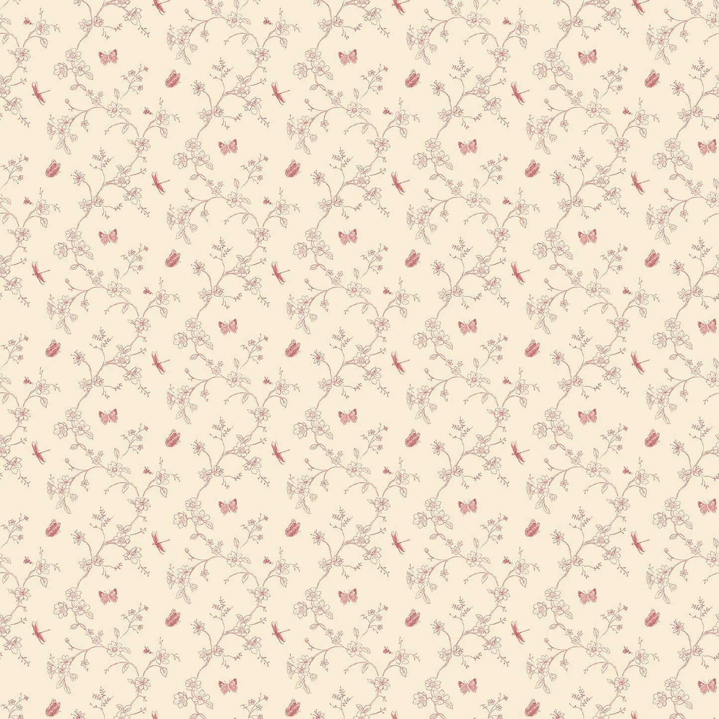 Miniatures 2 Trellis Butterfly Wallpaper - Red - Galerie - G67852 - Premier Wallcovering