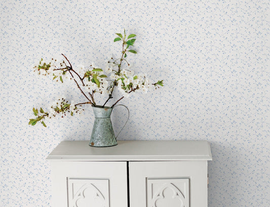 Miniatures 2 Trellis Vines Wallpaper - Blue - Galerie - G67920 - Premier Wallcovering