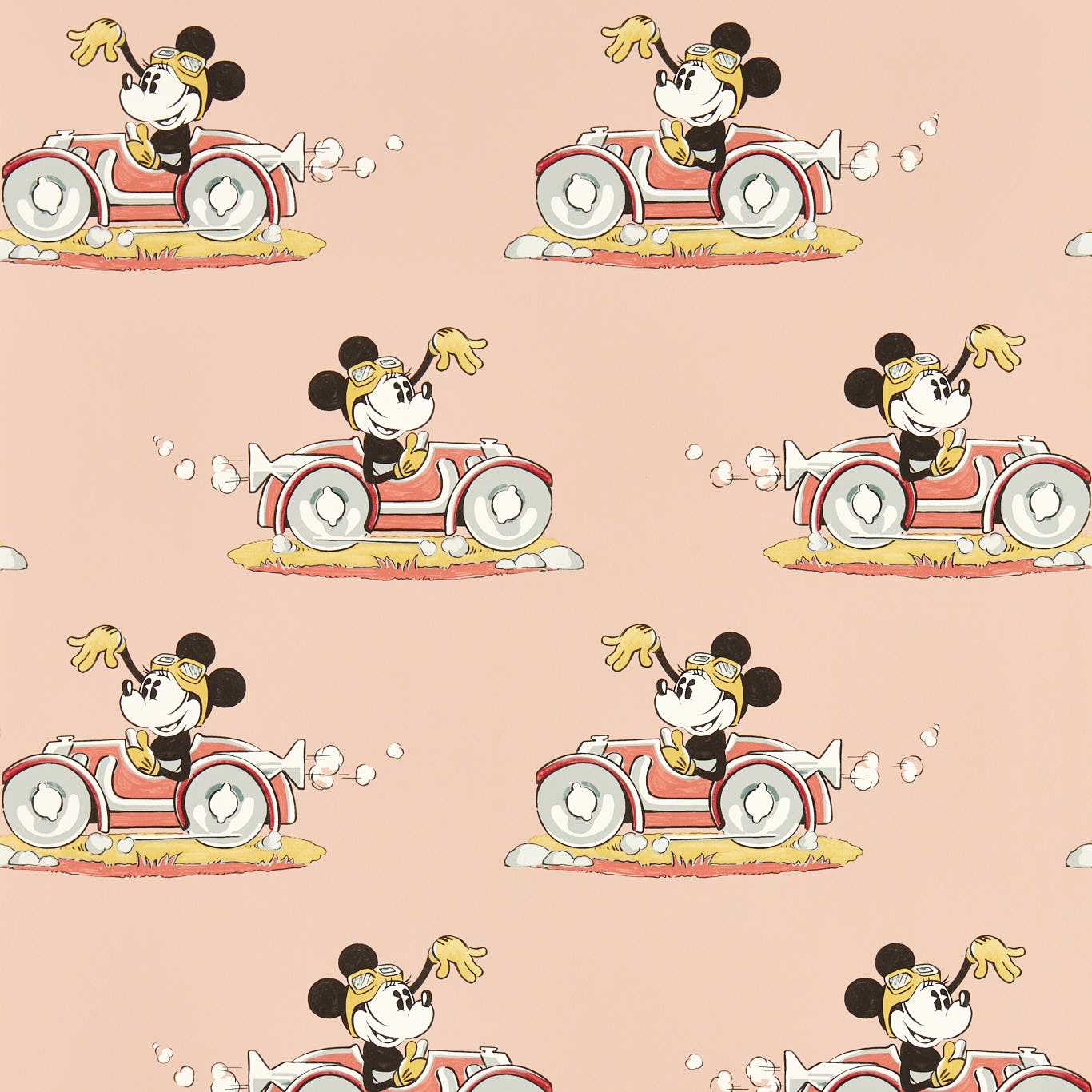 Minnie On The Move Wallpaper - Candy Floss - DDIW217268 - Sanderson - Premier Wallcovering