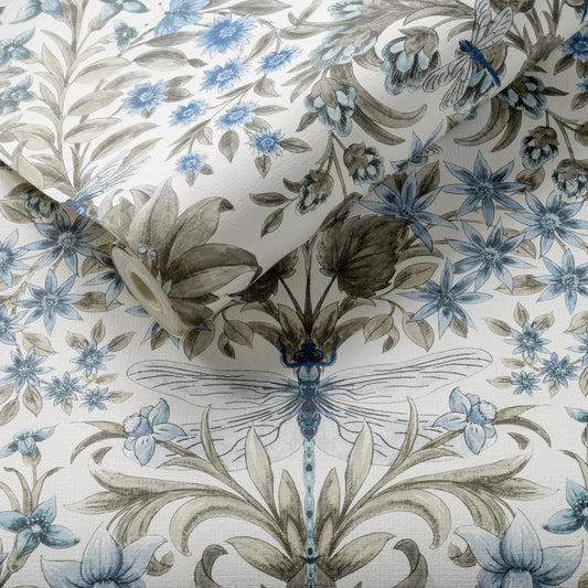 Mirabell Wallpaper - Denim - Clarke & Clarke - W0196/01 - Premier Wallcovering