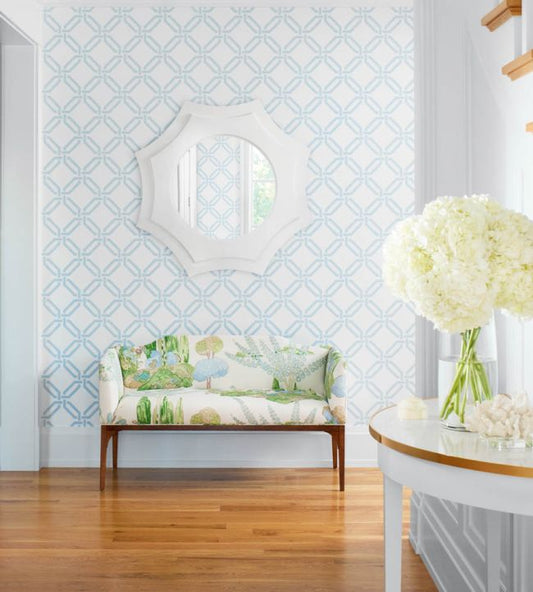 Miramar Way Wallpaper - Light Blue - Thibaut - T45053 - Premier Wallcovering