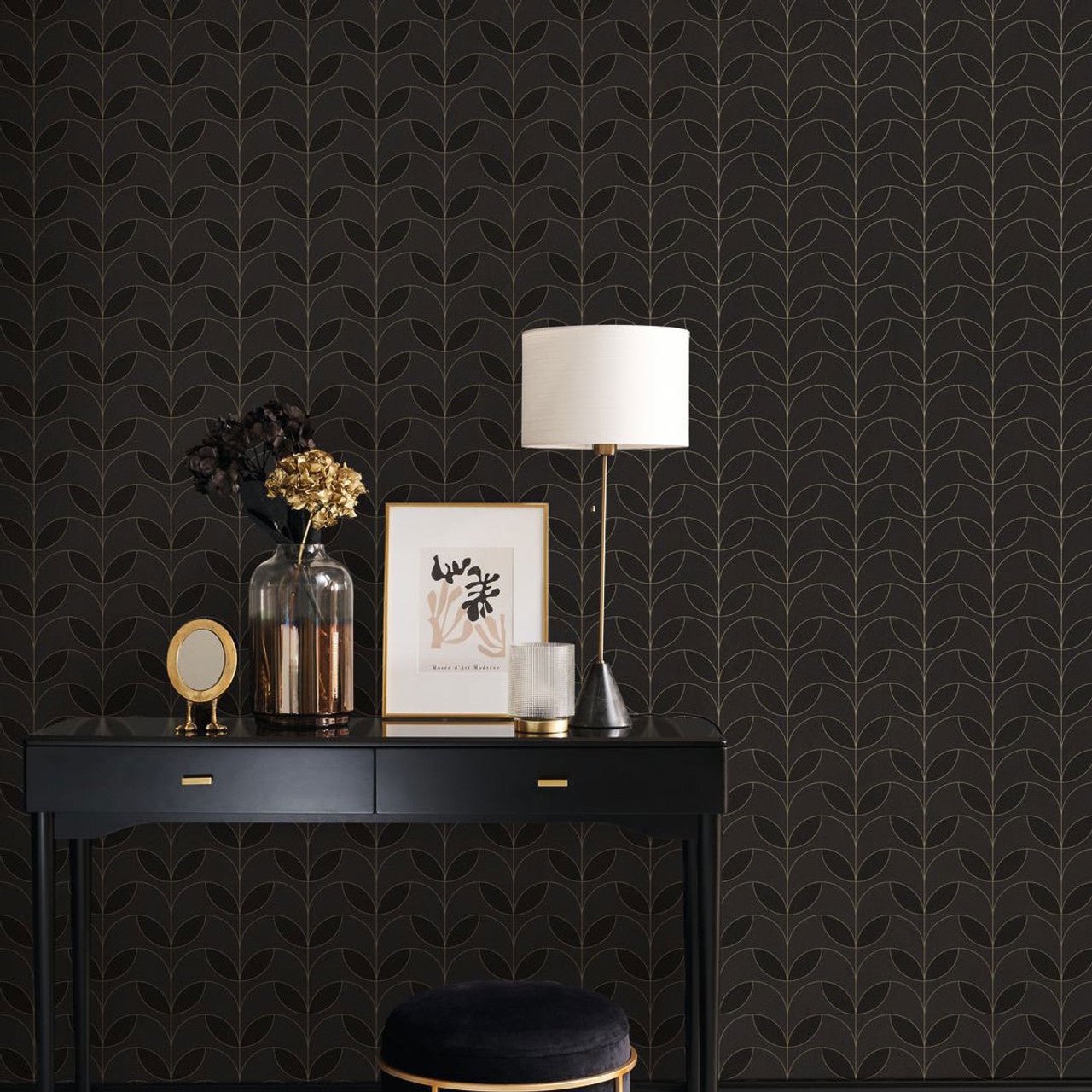 Mistinguett Annees Folles Wallpaper - Noir Fusain - Casadeco - 201029830 - Premier Wallcovering