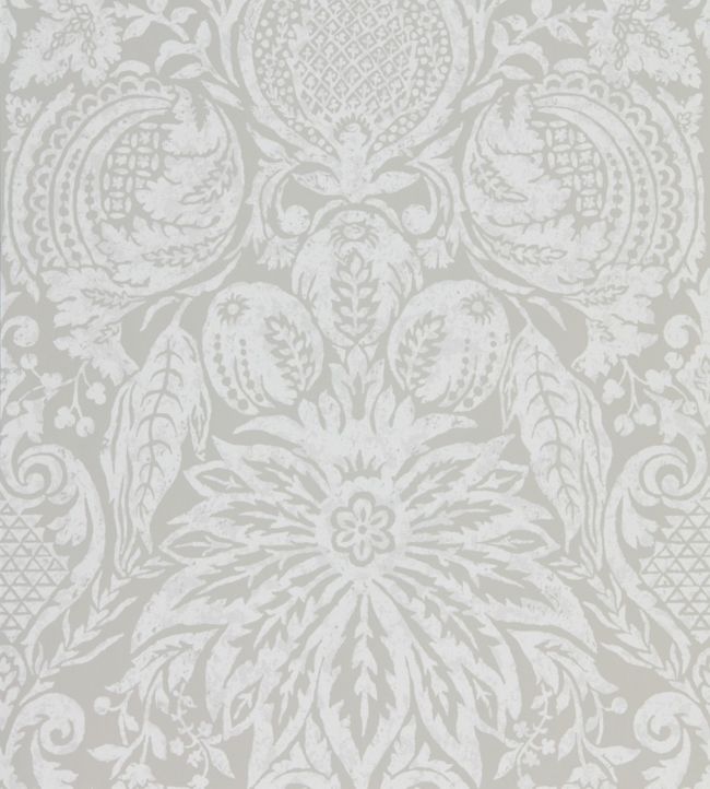 Mitford Damask Wallpaper - Platinum Grey - ZDAR312863 - Zoffany - Premier Wallcovering