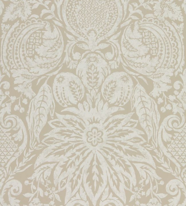 Mitford Damask Wallpaper - Stone - ZDAR312878 - Zoffany - Premier Wallcovering