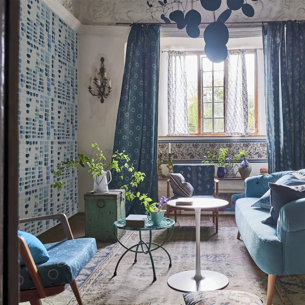 Mixed Tones Wallpaper - Indigo - John Derian - PJD6020/03 - Premier Wallcovering