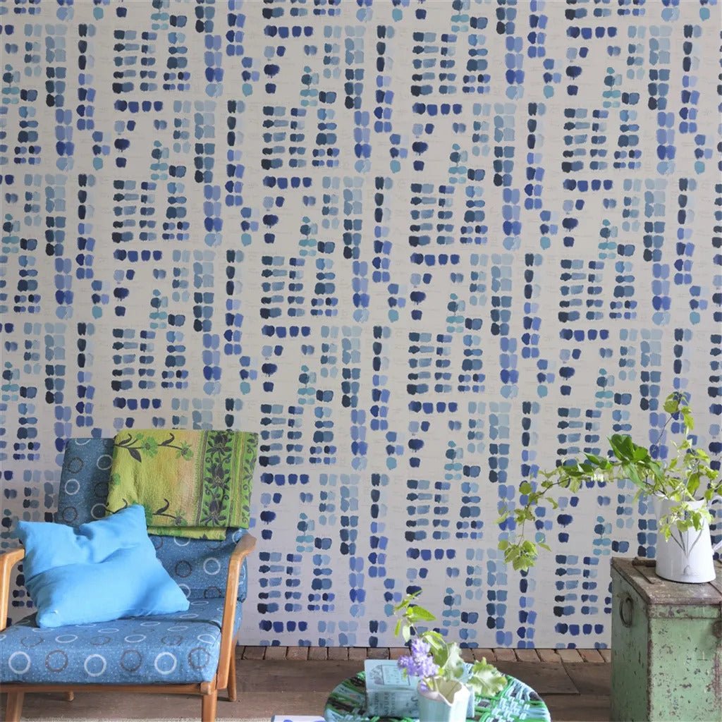 Mixed Tones Wallpaper - Indigo - John Derian - PJD6020/03 - Premier Wallcovering
