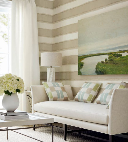 Mizu Stripe Wallpaper - Spa Blue - Thibaut - T12853 - Premier Wallcovering