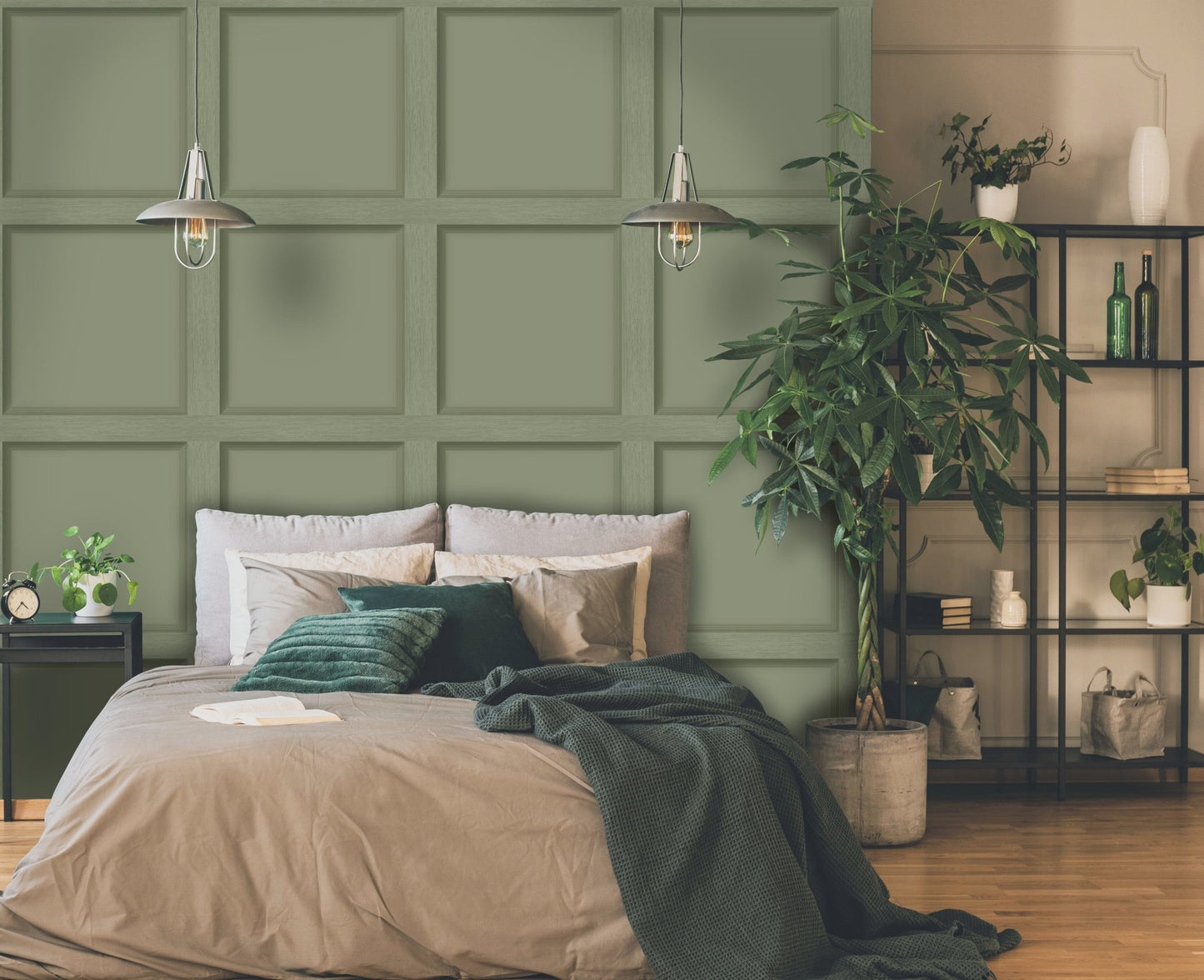 Modern Wood Panel Wallpaper - Green - Holden Décor - 12982 - Premier Wallcovering