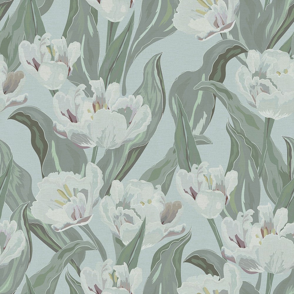 Monet Wallpaper - Olive and Nettle Green on Mineral - LAN100190 - Lucie Annabel - Premier Wallcovering