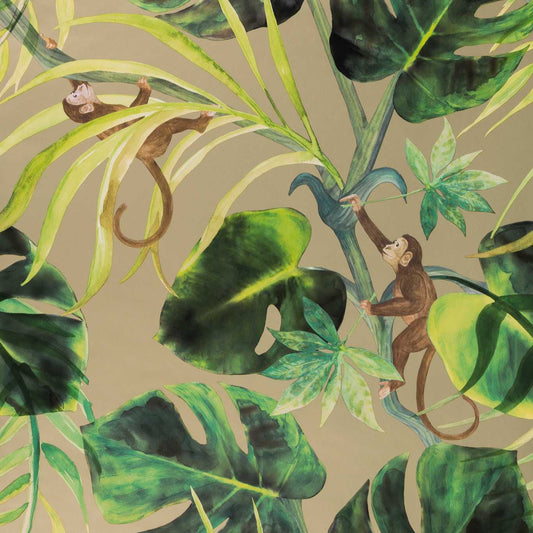 Monkey Business Wallpaper - Ebony - Clarke & Clarke - W0083/01 - Premier Wallcovering