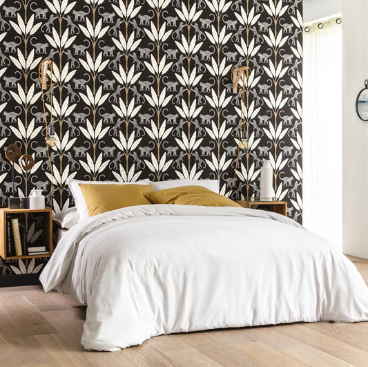 Monkey Forest Wallpaper - Noir - Caselio - 101179029 - Premier Wallcovering