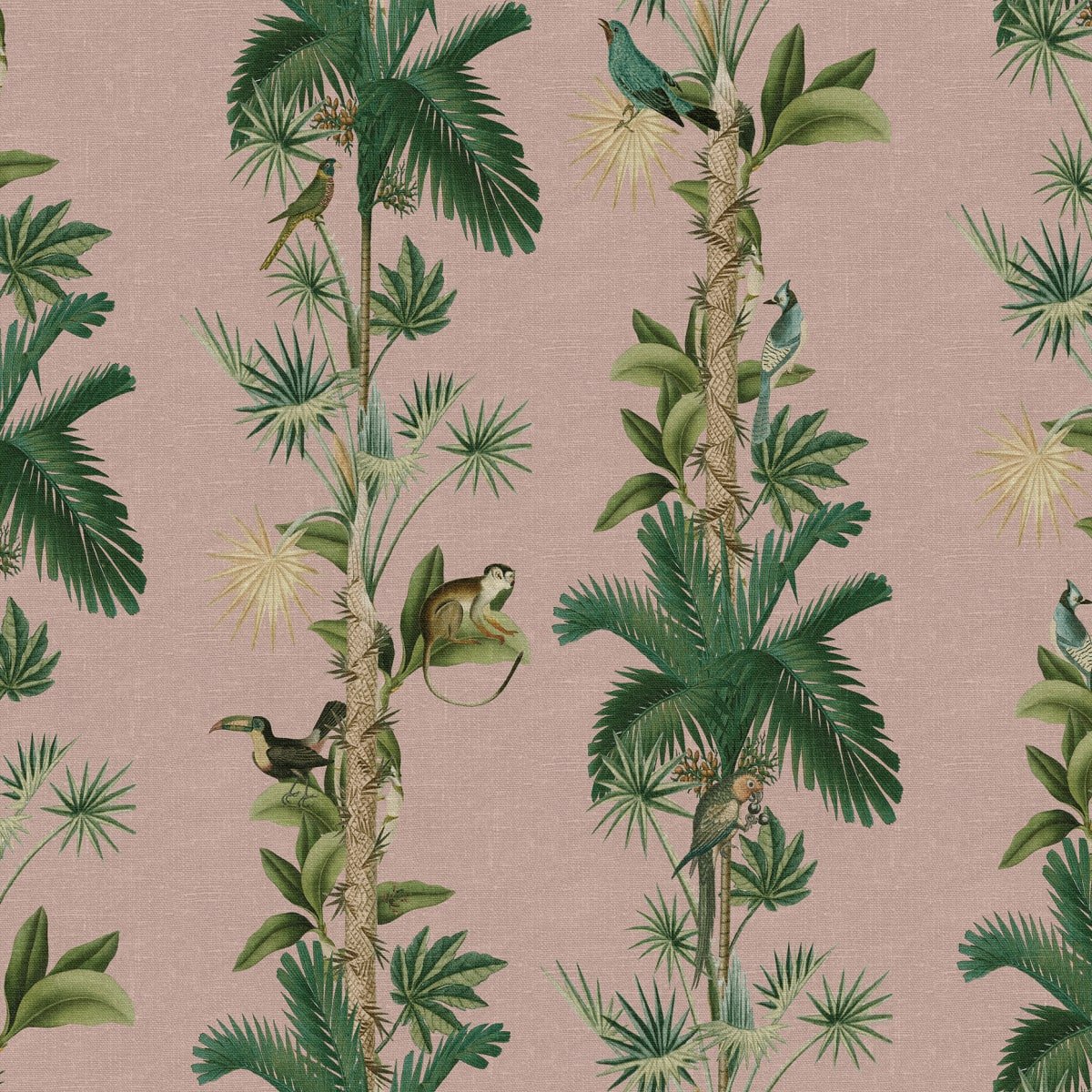 Monkey Island Wallpaper - Pink - Rebel Walls - R18104 - Premier Wallcovering