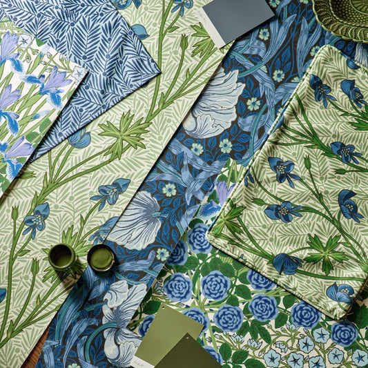 Monkshood Wallpaper - Cobalt/Goblin Green - 217343 - Morris & Co - Premier Wallcovering