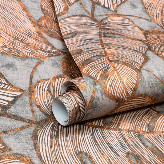 Monstera Julie Feels Home Wallpaper - Rust Mirage - Hohenberger - 26940 - Premier Wallcovering