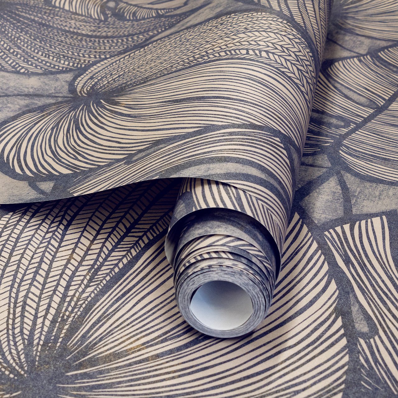 Monstera Lead Julie Feels Home Wallpaper - Navy Ash - Hohenberger - 26942 - Premier Wallcovering