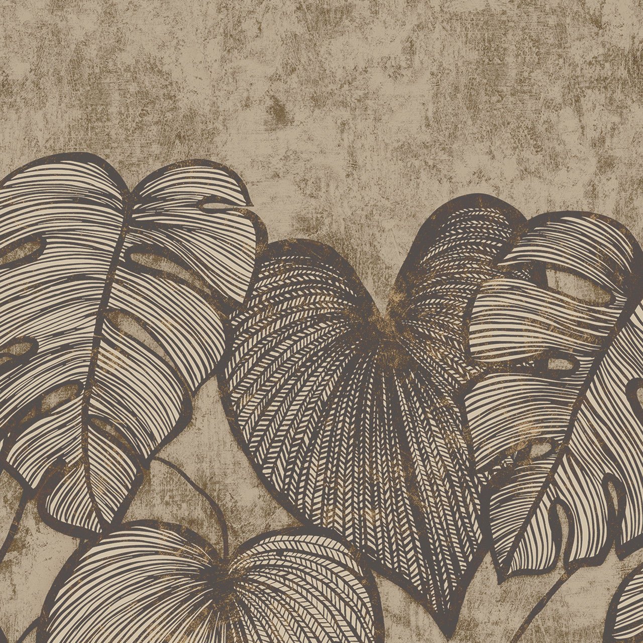 Monstera Twin Lead Julie Feels Home Wall Mural - Black Walnut - Hohenberger - 26975 - Premier Wallcovering