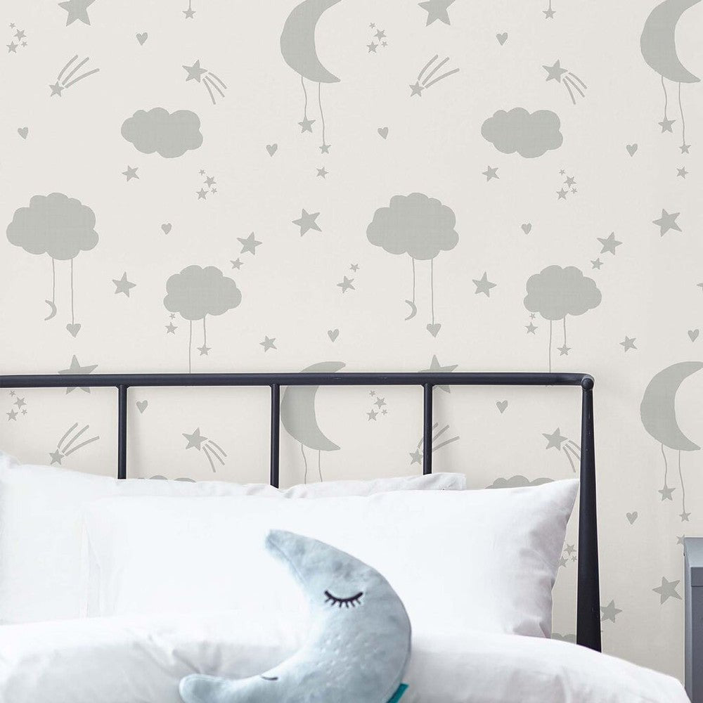 Moon & Stars Wallpaper - Grey - Next - 118332 - Premier Wallcovering