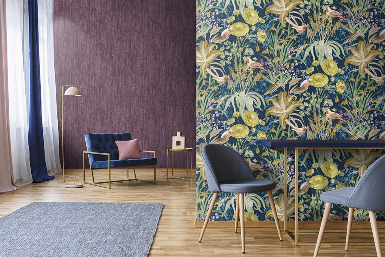 Moorea Tropical Wallpaper - Blueberry - Hohenberger - 26730 - Premier Wallcovering