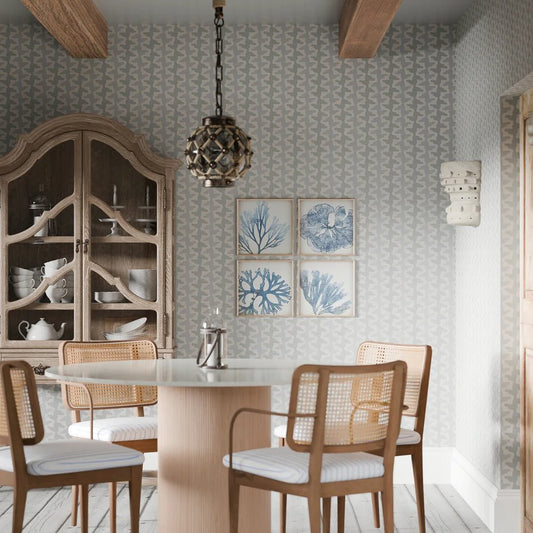 Morning Shore Wallpaper - Mineral Mist and Cornflower Blue - LAN100286 - Lucie Annabel - Premier Wallcovering