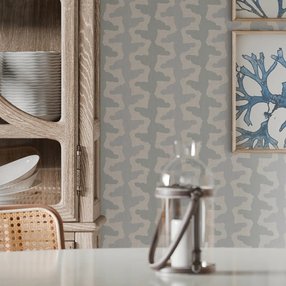 Morning Shore Wallpaper - Mineral Mist and Cornflower Blue - LAN100286 - Lucie Annabel - Premier Wallcovering