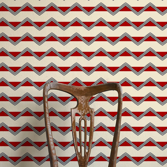 Moroccan Stripes Wallpaper - Red - Ottoline - W/C&S/103/1 - Premier Wallcovering