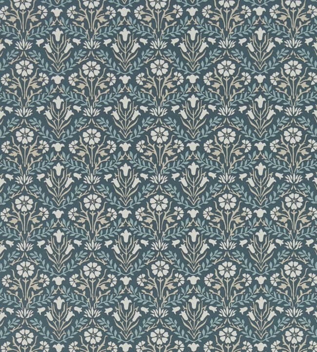 Morris Bellflowers Wallpaper - Indigo/Linen - 216436 - Morris & Co - Premier Wallcovering