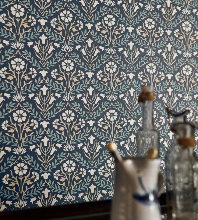 Morris Bellflowers Wallpaper - Grey/Fennel - 216435 - Morris & Co - Premier Wallcovering