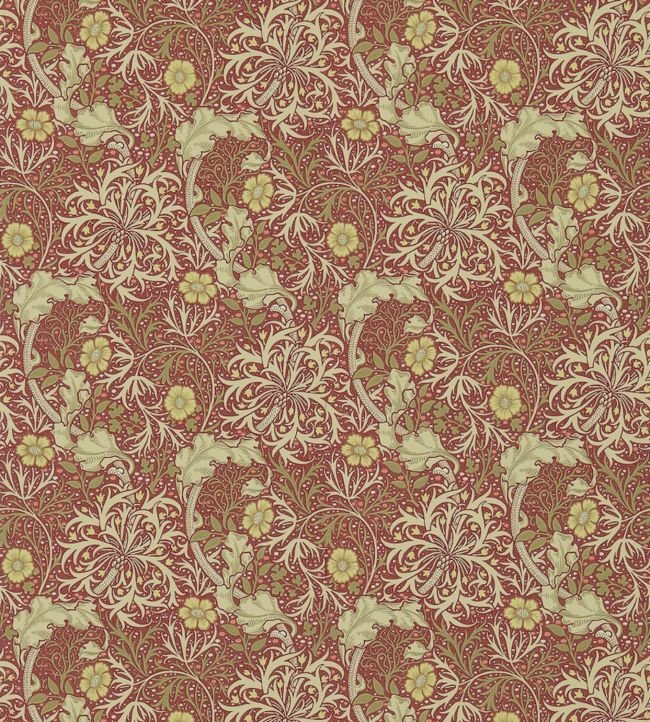 Morris Seaweed Wallpaper - Red/Gold - 214712 - Morris & Co - Premier Wallcovering